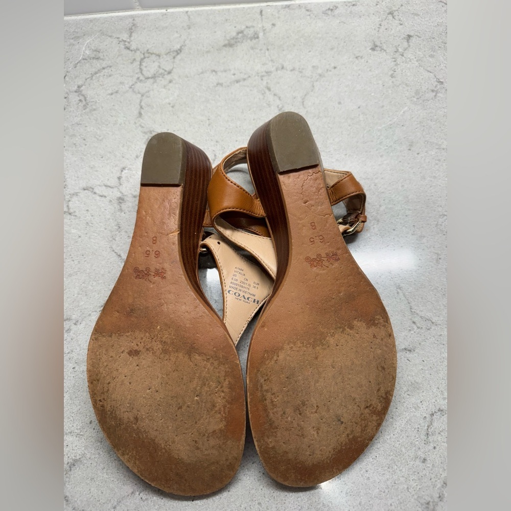 Coach Women's Brown Leather Sandals - Picture 4 of 5